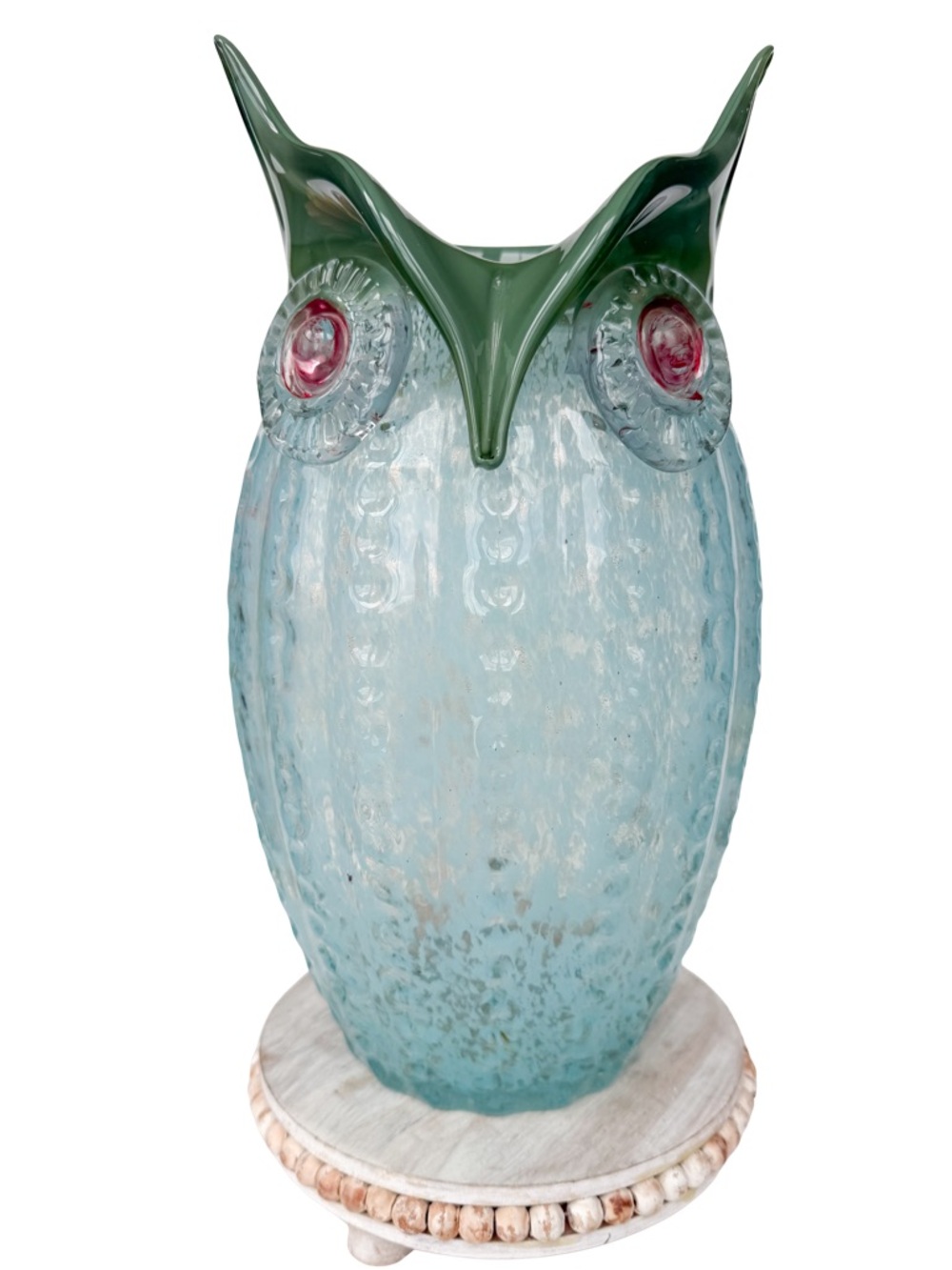 Vintage Murano Italian Art Glass Large 14” Owl in Stunning Aqua Blue